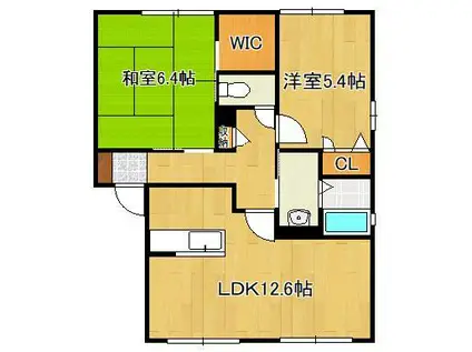 メゾン・グレース  D棟(2LDK/1階)の間取り写真