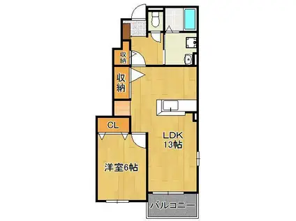 グリーンフォレスト(1LDK/1階)の間取り写真