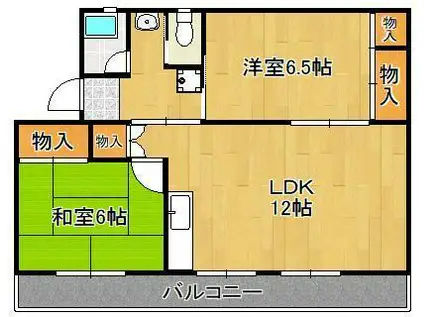 ヴィラナリー中間2 4号棟(2LDK/4階)の間取り写真