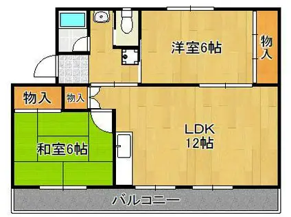 ヴィラナリー中間2 4号棟(2LDK/2階)の間取り写真