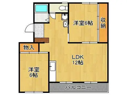 ヴィラナリー中間2 3号棟(2LDK/3階)の間取り写真