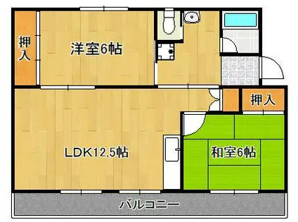 ヴィラナリー中間2 3号棟(2LDK/5階)の間取り写真