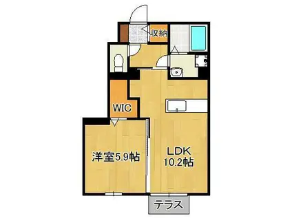 プレミールNAKAMA5(1LDK/1階)の間取り写真