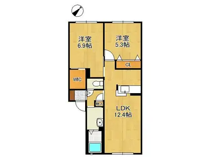 スクーデリア2006 C棟(2LDK/1階)の間取り写真