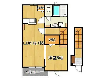 ミリュー カトレアB(1LDK/2階)の間取り写真