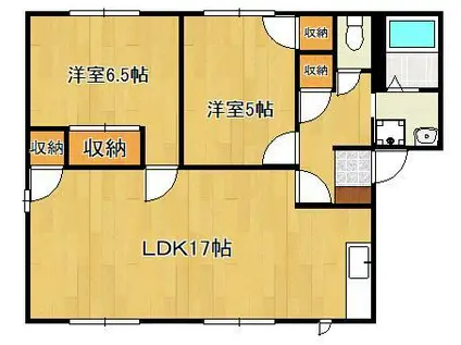 サラダ村 A棟(2LDK/2階)の間取り写真