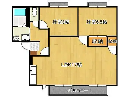 サラダ村 A棟(2LDK/2階)の間取り写真