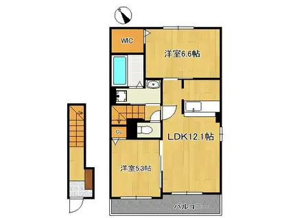 メゾン フルールⅡ(2LDK/2階)の間取り写真