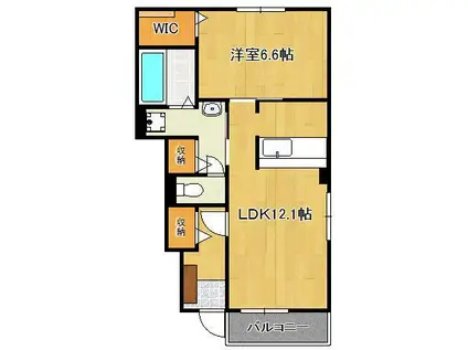 メゾン フルールⅡ(1LDK/1階)の間取り写真