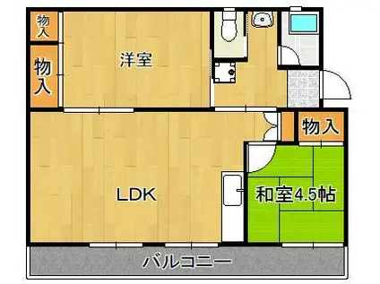 ヴィラナリー中間Ⅱ 1号棟(2LDK/5階)の間取り写真