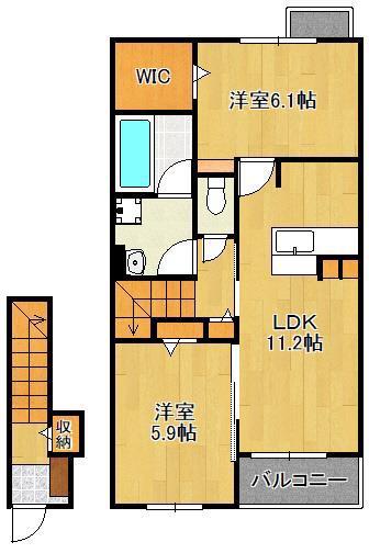 ラ・フィオーレ(2LDK/2階)の間取り写真