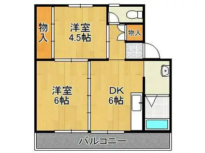 ヴィラナリー中間Ⅰ 3号棟(2DK/5階)の間取り写真