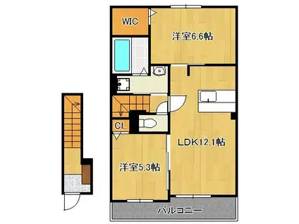 リーヴァ眞 B(2LDK/2階)の間取り写真