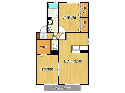 ラフィーネ水巻A棟(2LDK/1階)の間取り写真