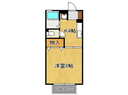 ファーネス水巻A棟(1K/2階)の間取り写真