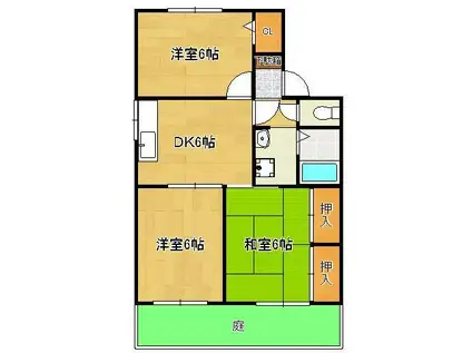 シャトレー松風 B棟(3DK/2階)の間取り写真