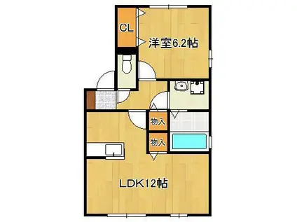 アルティスタE棟(1LDK/1階)の間取り写真