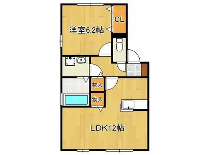 アルティスタE棟(1LDK/1階)の間取り写真