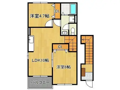 アヴニール遠賀 D棟(2LDK/2階)の間取り写真