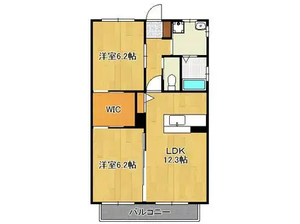 クレアールライフ宮若B(2LDK/1階)の間取り写真