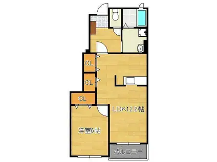 グリーンヒルズ旭D棟(1LDK/1階)の間取り写真