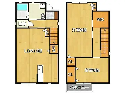 筑豊電気鉄道 東中間駅 徒歩4分 2階建 築5年(2LDK)の間取り写真