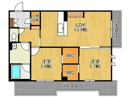 カーサ宮ノ前 直方  A棟(2LDK/3階)の間取り写真