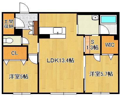 カーサ宮ノ前 直方  B棟(2SLDK/1階)の間取り写真