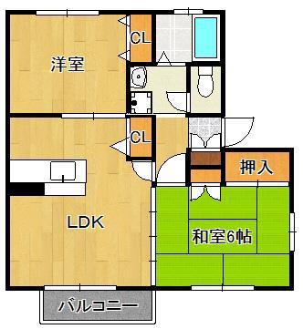 ファンテージ21A(2LDK/2階)の間取り写真