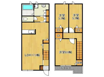 プリューム中山Ⅰ(3LDK/1階)の間取り写真