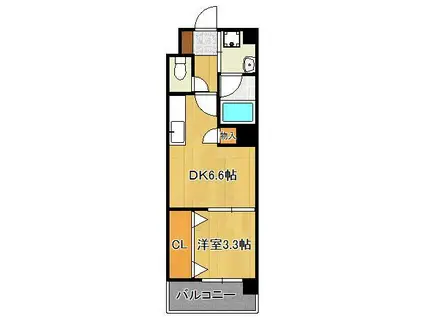 コンプレート水巻(1DK/4階)の間取り写真