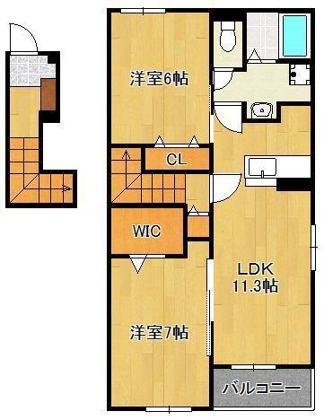 ボスカート B.Ⅱ(2LDK/2階)の間取り写真
