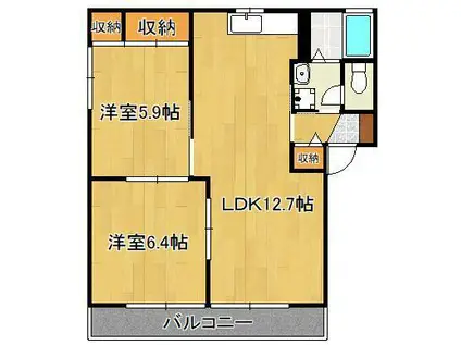 DIAS ASANO A棟(2LDK/2階)の間取り写真