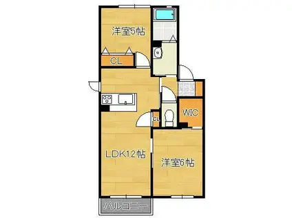 コスモスコーポラス C棟(2LDK/2階)の間取り写真