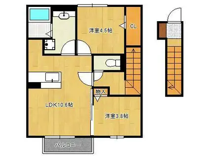D-ROOMたかむら B棟(2LDK/2階)の間取り写真