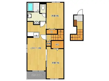 プレザントB(2LDK/2階)の間取り写真