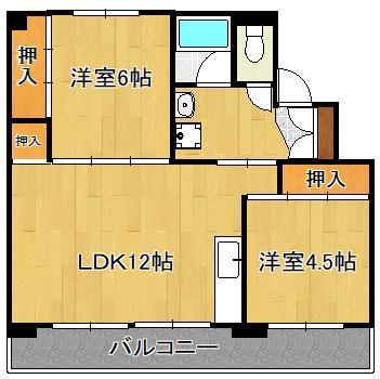 ビレッジハウス鞍手 2号棟(2LDK/5階)の間取り写真