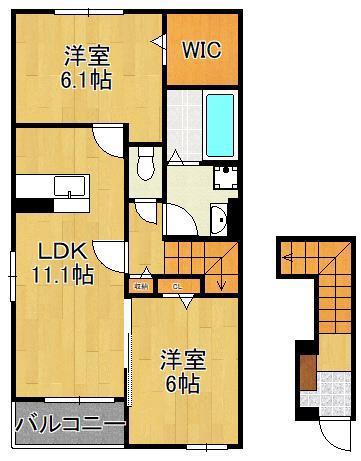 レジデンス プリュⅢ(2LDK/2階)の間取り写真