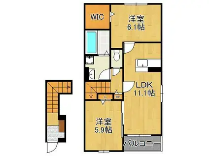 レジデンス プリュⅣ(2LDK/2階)の間取り写真