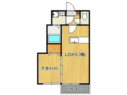 シャルム岡垣3(1LDK/1階)の間取り写真