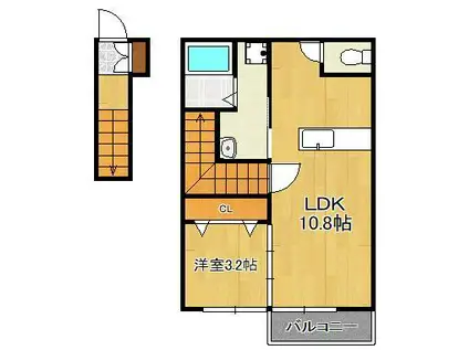 シャルム岡垣3(1LDK/2階)の間取り写真