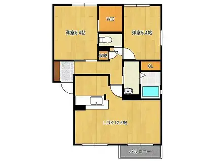 メゾンエクサランB棟(2LDK/1階)の間取り写真