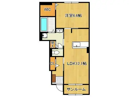 リーヴァ TAO(1LDK/1階)の間取り写真