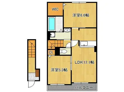 リーヴァ TAO(2LDK/2階)の間取り写真