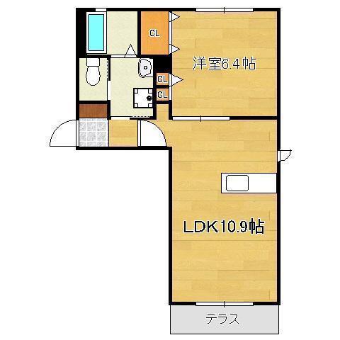 アルカンシェルA棟(1LDK/2階)の間取り写真