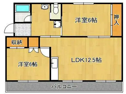 ヴィラナリー中間Ⅱ 5号棟(2LDK/4階)の間取り写真