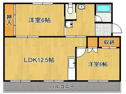 ヴィラナリー中間Ⅱ 5号棟(2LDK/3階)の間取り写真