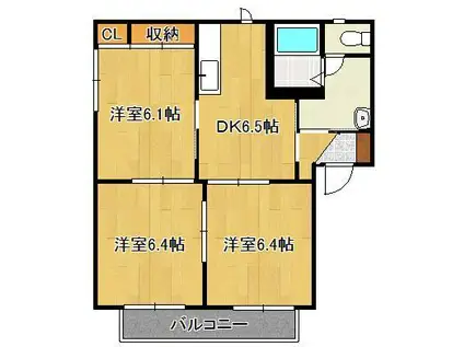プロスペラーレ・OTTO B棟(3DK/2階)の間取り写真