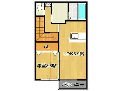 グラン岡垣Ⅴ(1LDK/2階)の間取り写真