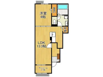 グランノ1(1LDK/1階)の間取り写真